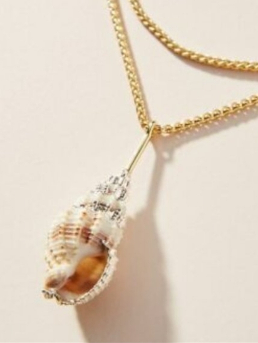 Free People Gold Shell Pendant Layered Necklaces